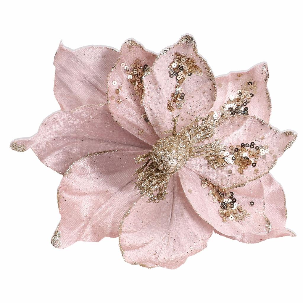 Christmas Tree Decoration Poinsettia Glitter Flower Delightful Baubles