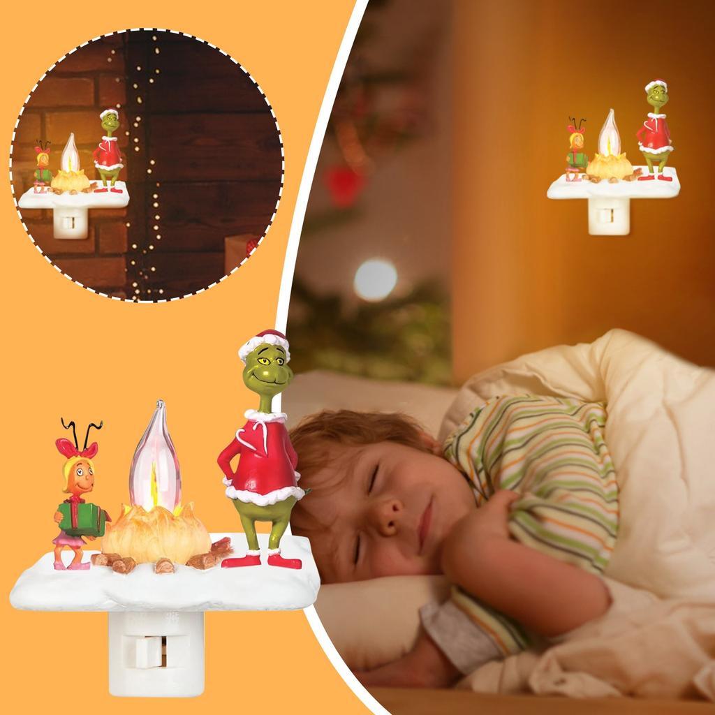 Ghost Flickering Nightlight, LED Faux Fire Ghost Lamp,Halloween Ghost Bedroom Night Light Indoor Decorations Gifts For Family, Friends, Kids