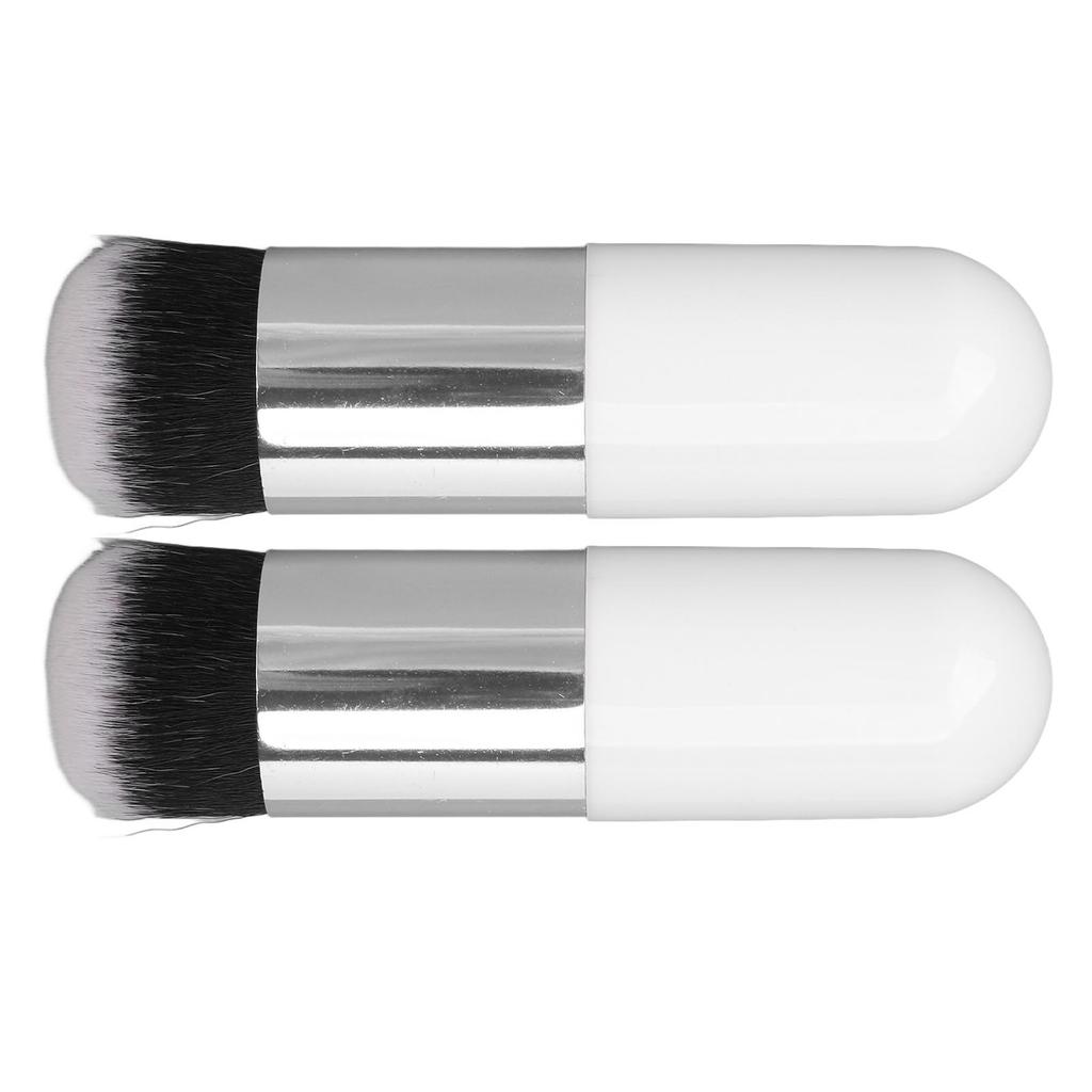 2pcs Foundation Brush Artificial Fiber Soft Comfortable Portable Makeup Brush for Women White Silver
