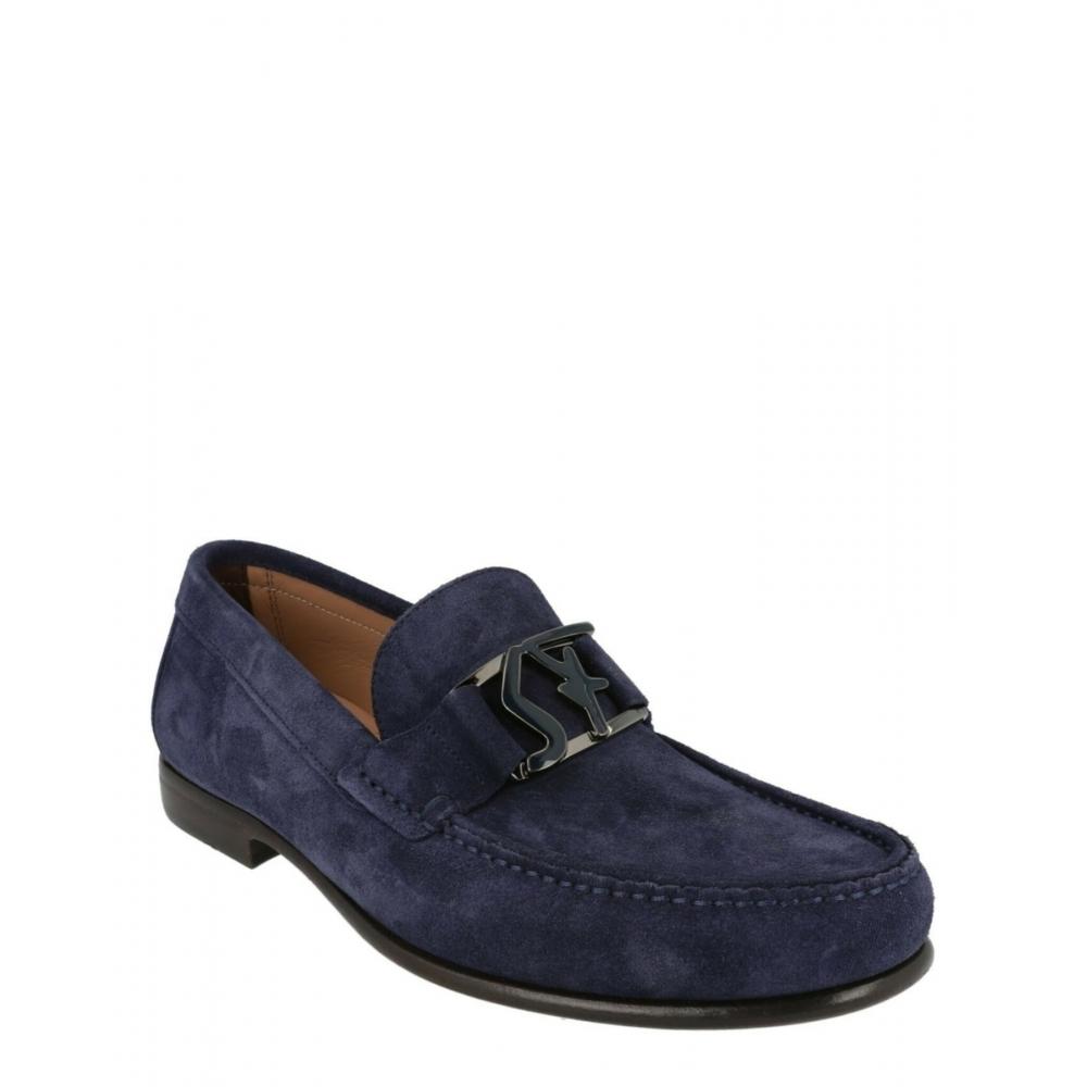 Salvatore Ferragamo Blue Prerov Suede Loafers