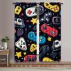 2 peças Cortinas com Tema de Console de Jogos Retrô - Cortinas Vibrantes de Poliéster com Design Colorido de Gamepad e Estampa de Estrelas, Perfeitas para Quarto