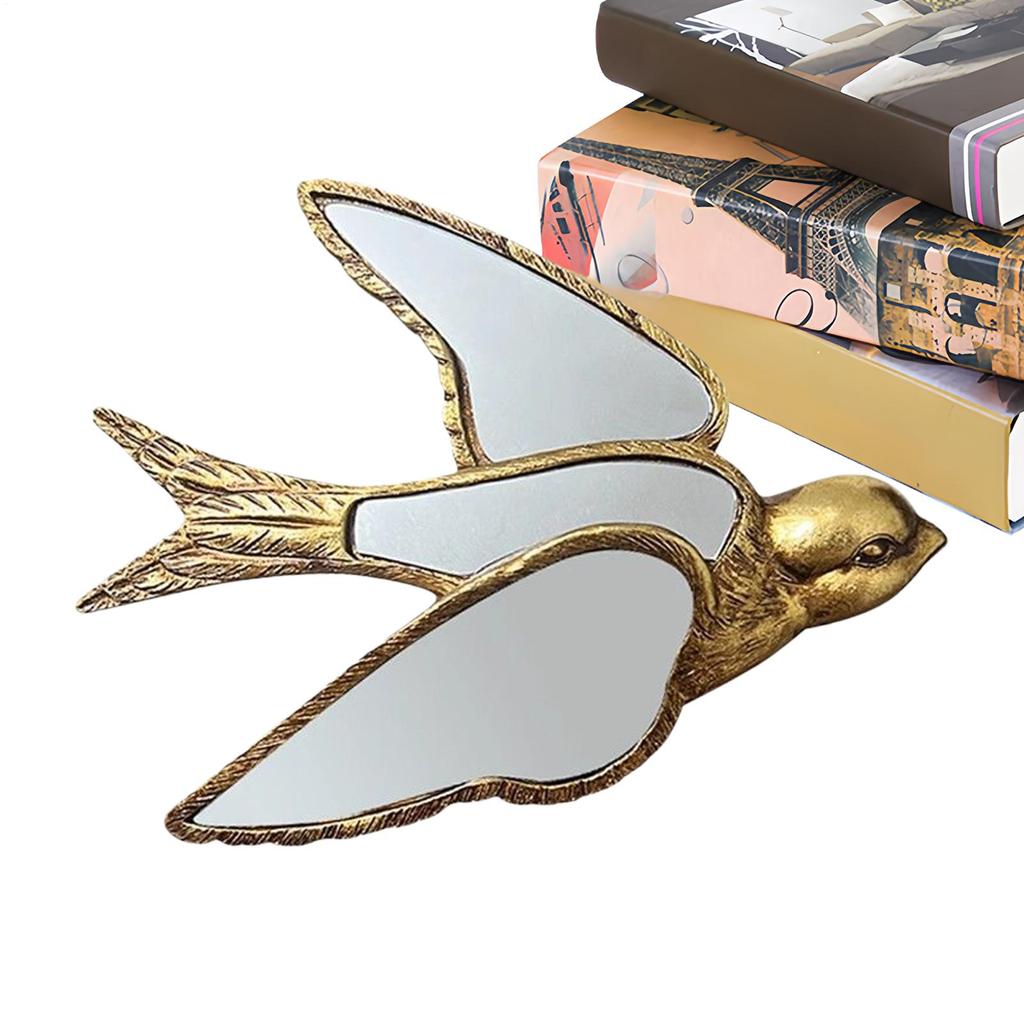 Resin Swallow Decorative Mirror Swallow-Shaped Vintage Handmade Ornament Wall Mirrors For Bathroom Bedroom Living Room