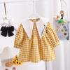 2026 Spring Korean Style Girls' Embroidered Plaid Dress
