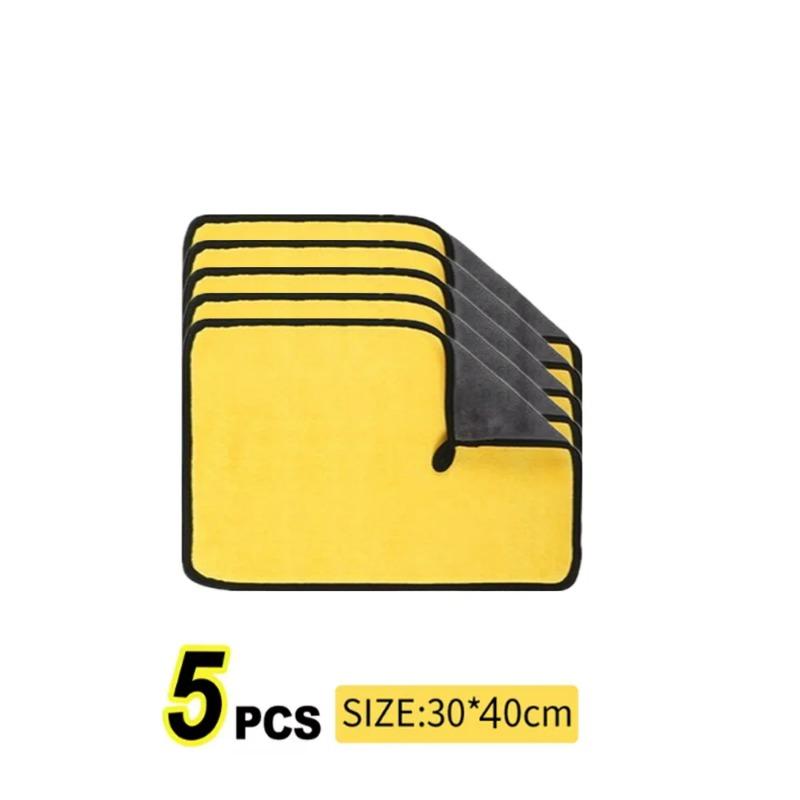 

1/20 шт. Утолщенные салфетки из микрофибры Двухслойные Полотенца для мытья и сушки автомобиля Супервпитывающие Салфетки для детейлинга автомобиля 30*40CM(5PCS)