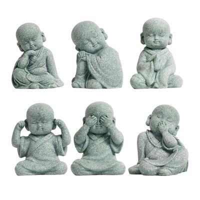 Monk Figurine Buddha Statue Crafts Handmade Ornaments Mini Decorative Miniature