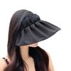 Pleated Open-Top Shell Hat for Women, Summer Korean Style Versatile Wide-Brim Foldable Sun Protection Hat for Outdoor Cycling and Beach