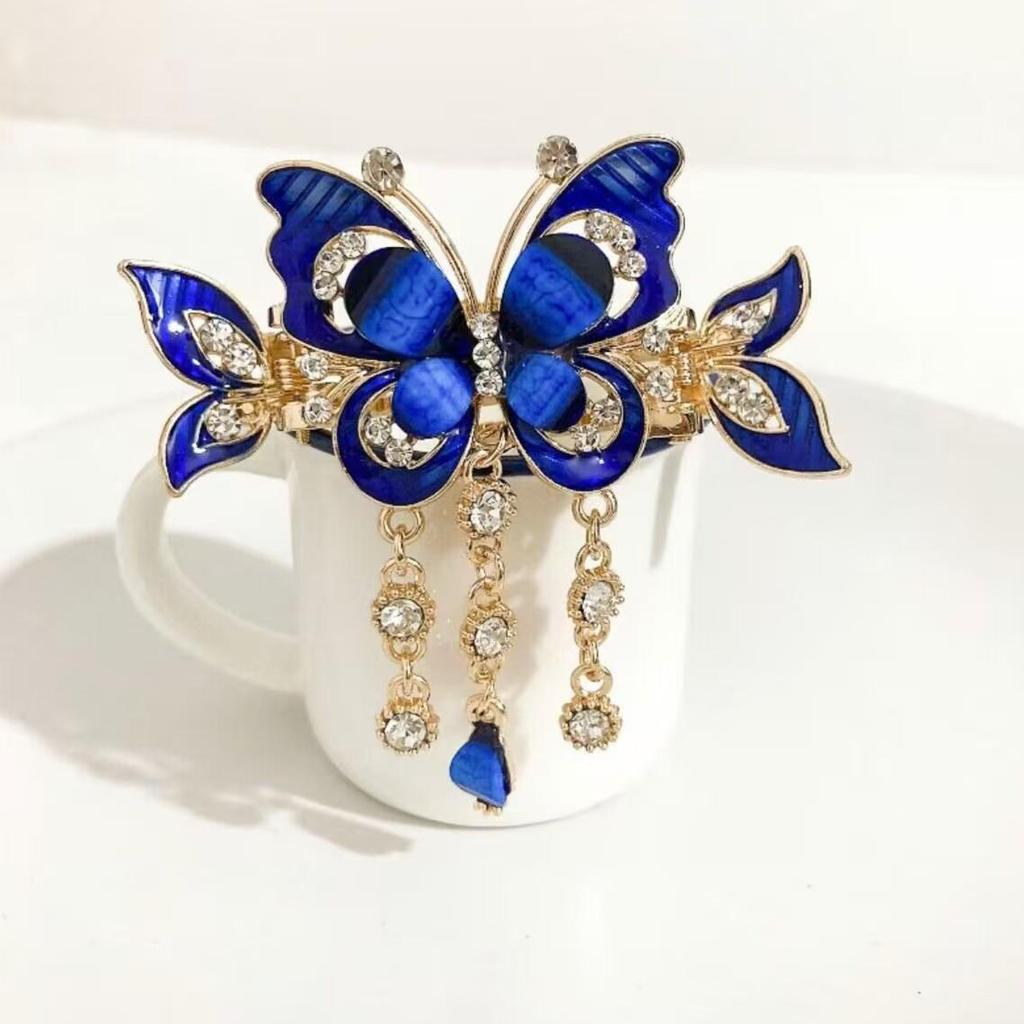 Elegant Ethnic Rhinestone Tassel Hair Claw Clip