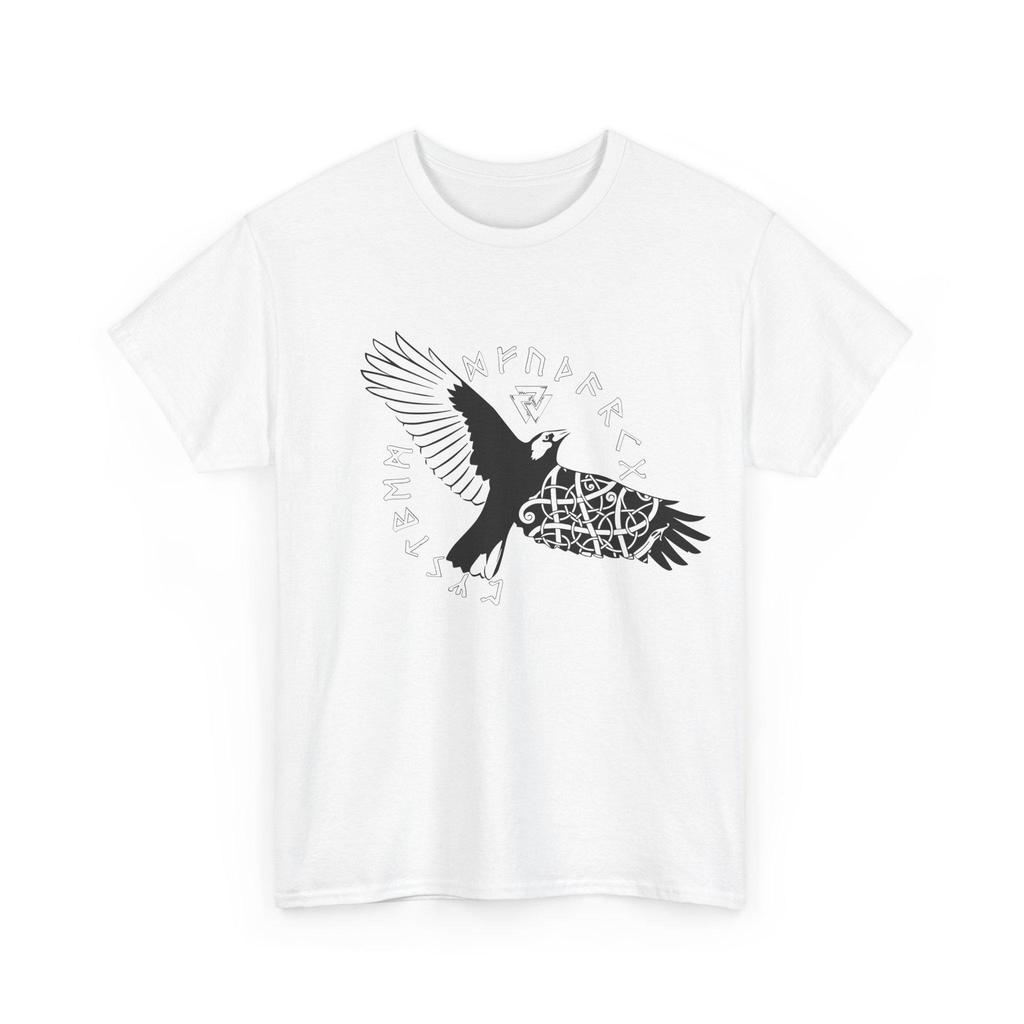 Rune Raven Pagan Viking Men T Shirts cotton tops