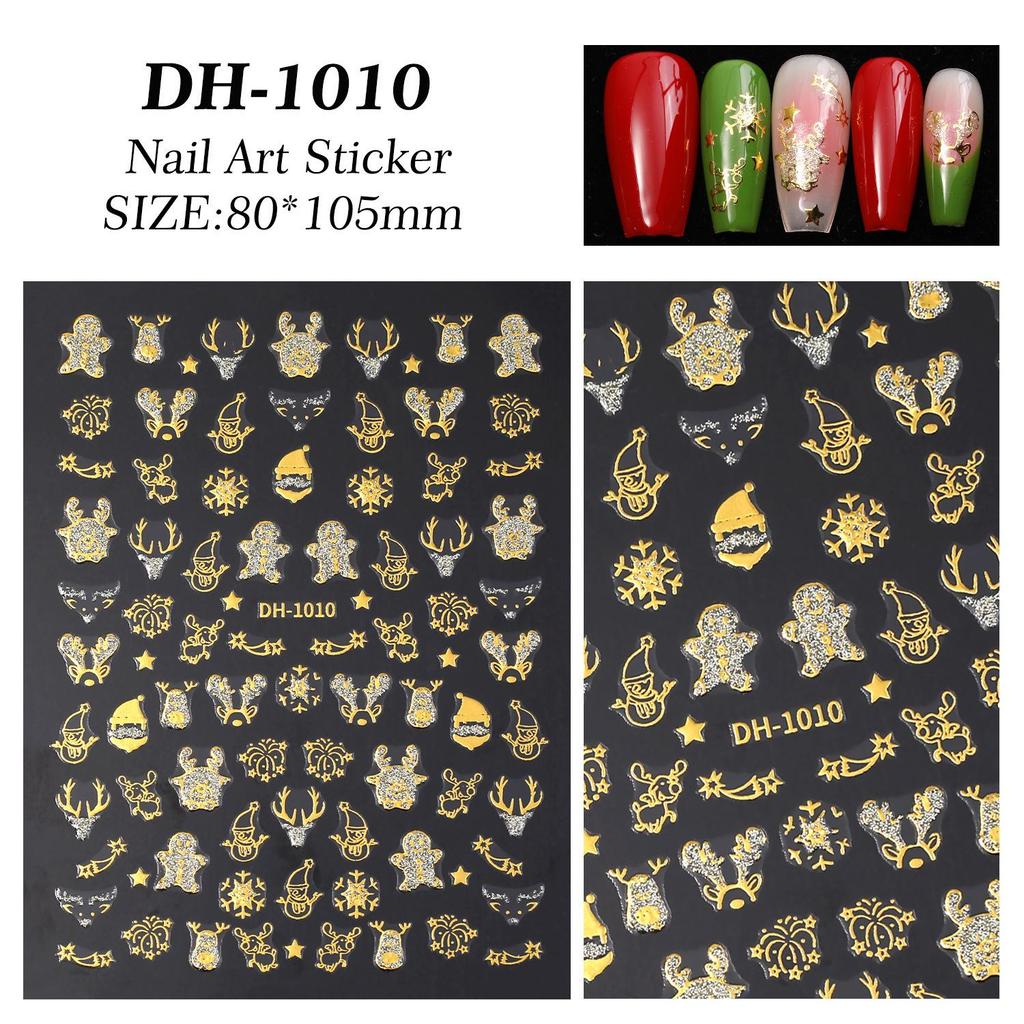 Glitter Snowman Christmas Nail Stickers - Flat Back Adhesive for DIY Nail Art