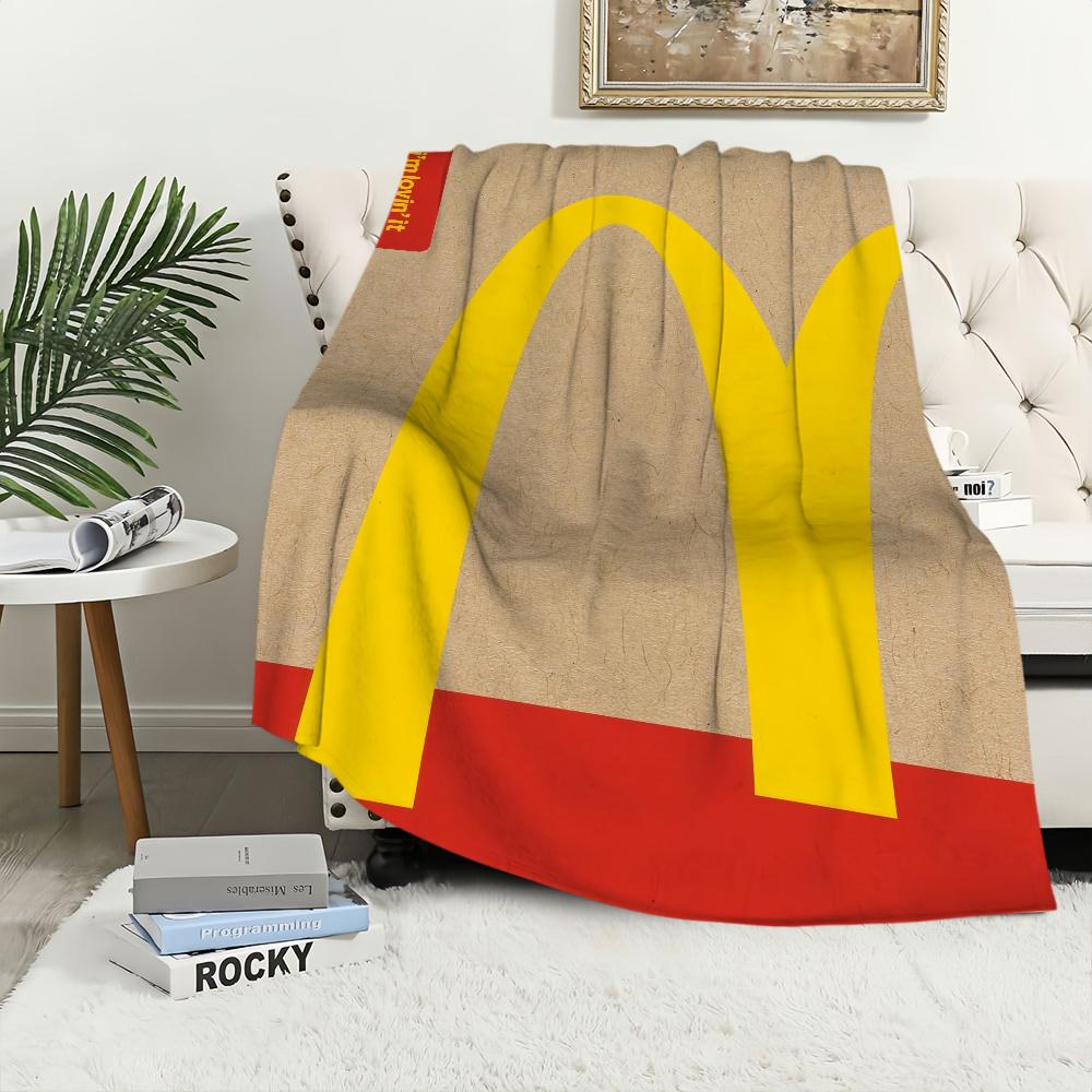 Mode Niedlich M-Mcdonalds Logo Lustige Decke Plüsch Nickerchen Sofa Teppich für Wohnzimmer Büro Schlafzimmer Geburtstag Zuhause Reise Kinder Geschenke