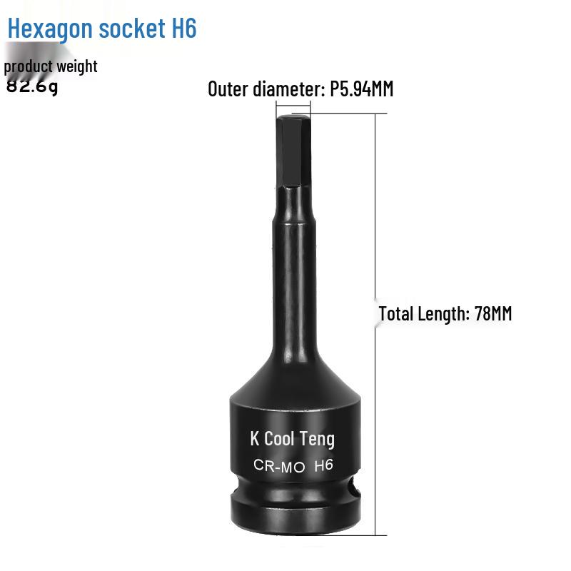 1/2 Large Air Gun Hex Screwdriver Socket Set - One-Piece Extended Pneumatic Bit Wrench