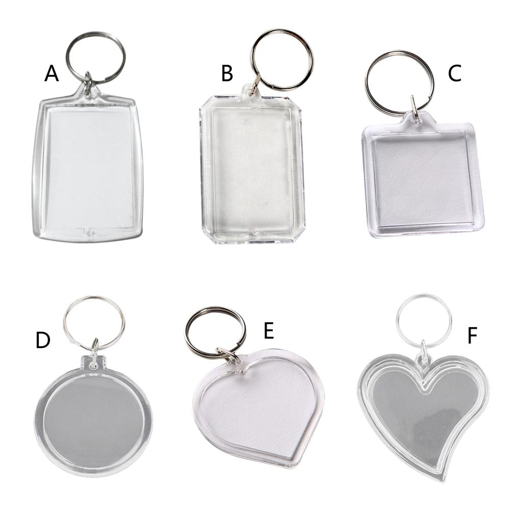 10Pcs Clear Acrylic Photo Frame Keychain Photo Insert Keyrings Blank Various Shapes DIY Keychain Picture Frame Keyring