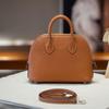 25 New Semi-handmade Wax Wire Steel Hardware First Layer Evercolor Leather Mini Shell Bag, Bowling Handbag