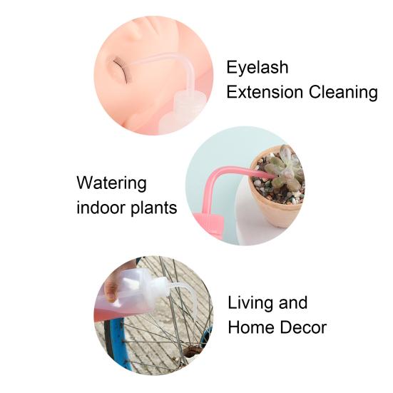 Wimpernreinigungsflasche mit gebogener Düse 250ml Augenbrauen Make-up Entfernung & Wimpernpflegewerkzeug Nachfüllbare Quetschflasche für Schönheitssalon Heimgebrauch