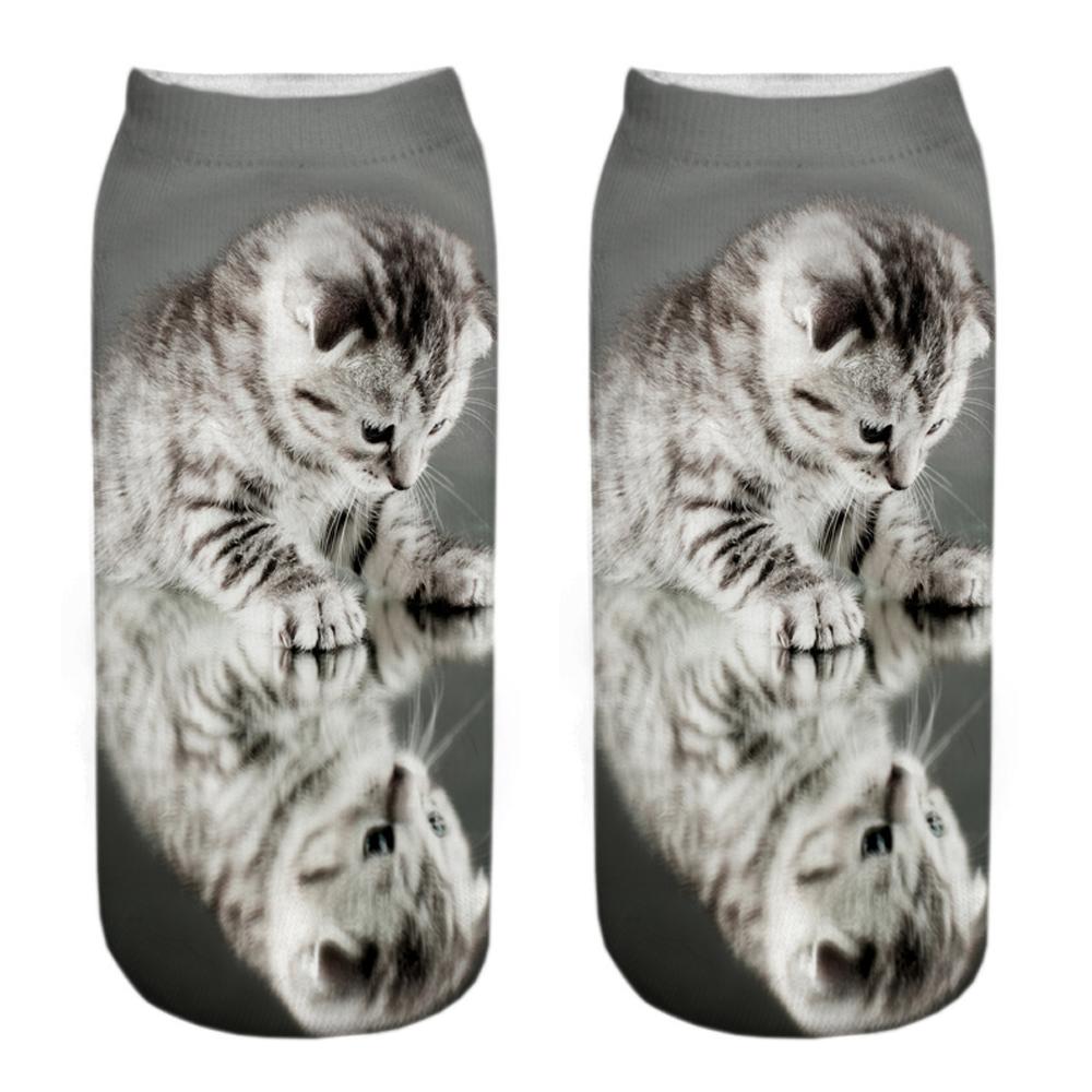 New  3D Print Funny Cute Cartoon Kitten Unisex Short Socks Creative Colorful Multiple Cat Happy Low Ankle Socks For Women