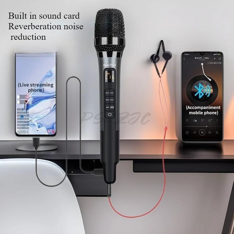 Reverberation Microphone Singing KTV Home and Outdoor Heart-shaped Directional Sound Card Integrated Microphone