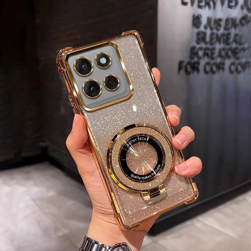 Funda de Lujo con Purpurina de Cuatro Esquinas para Motorola Signature Moto Edge 70 Ultra 60 Fusion 50 Pro G87 G77 G67 G86 Power Funda Resistente a los Golpes