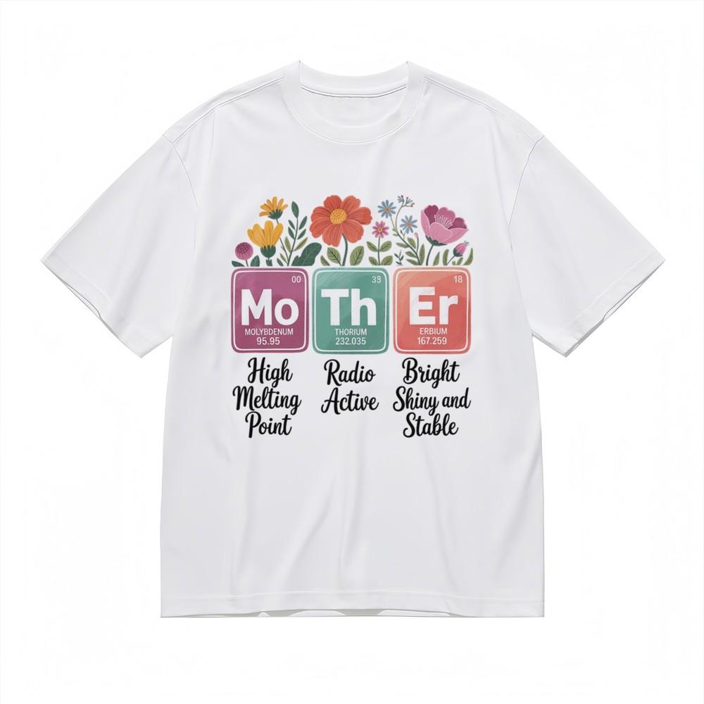 

Men s Creative Breathable Classic T-Shirt Periodic Table Mother Floral Tee L