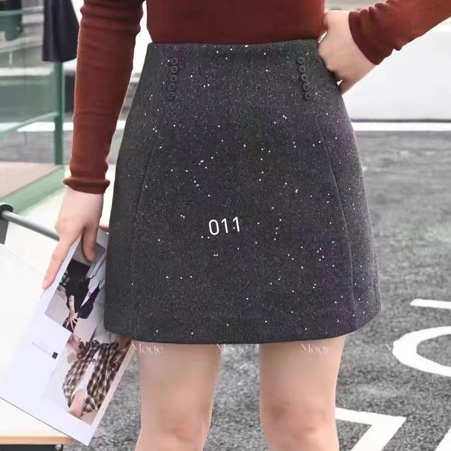 Spring 2026 Glitter High-Waisted A-Line Skirt - Korean Style Slimming Design 