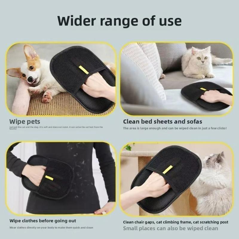 Reusable Static Pet Hair Removal Gloves,Double‑Sided Grooming Tool Clear Pet Fur for Carpets Sofa Furniture Household Pet Daily Cleaning