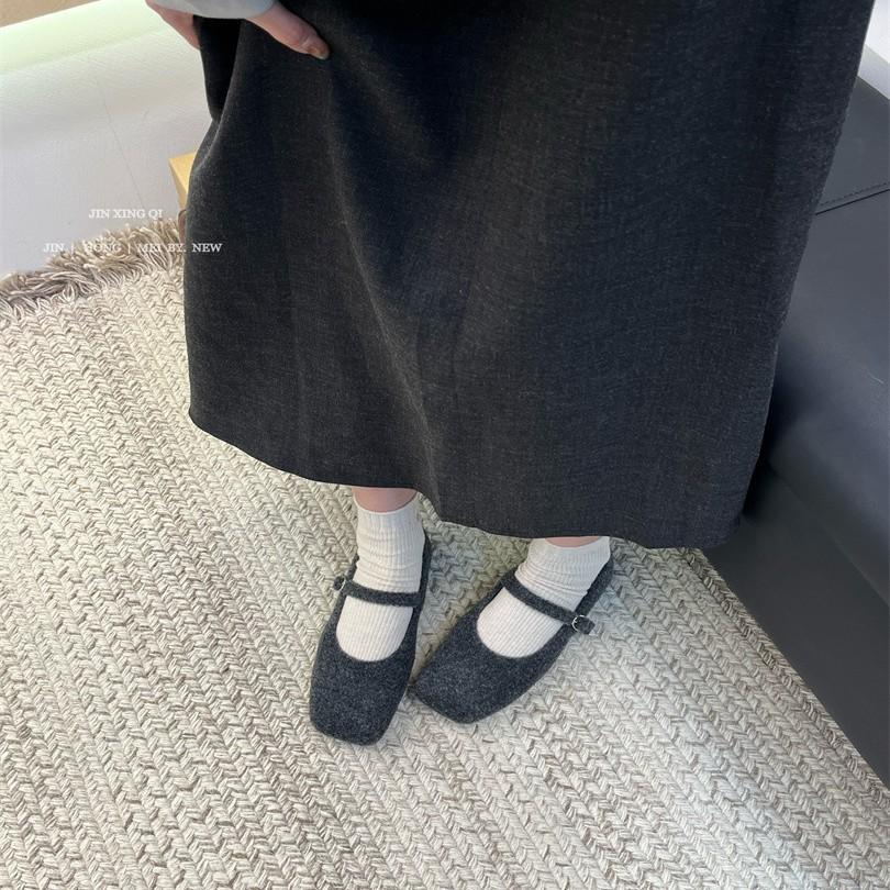 Flat-bottomed Korean Version of Mary Jane Single Shoes Women's Shoes 2025 New Autumn and Winter Black Gentle and Versatile Mao Mao Shoes