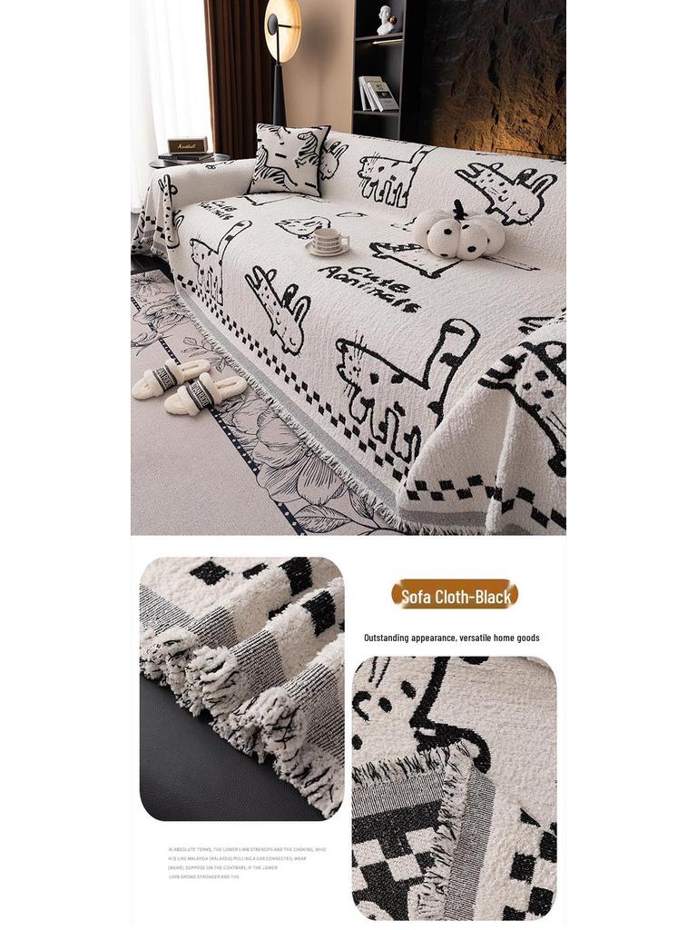 Vier-Jahreszeiten Plüsch Rutschfester Creme Sofaüberwurf