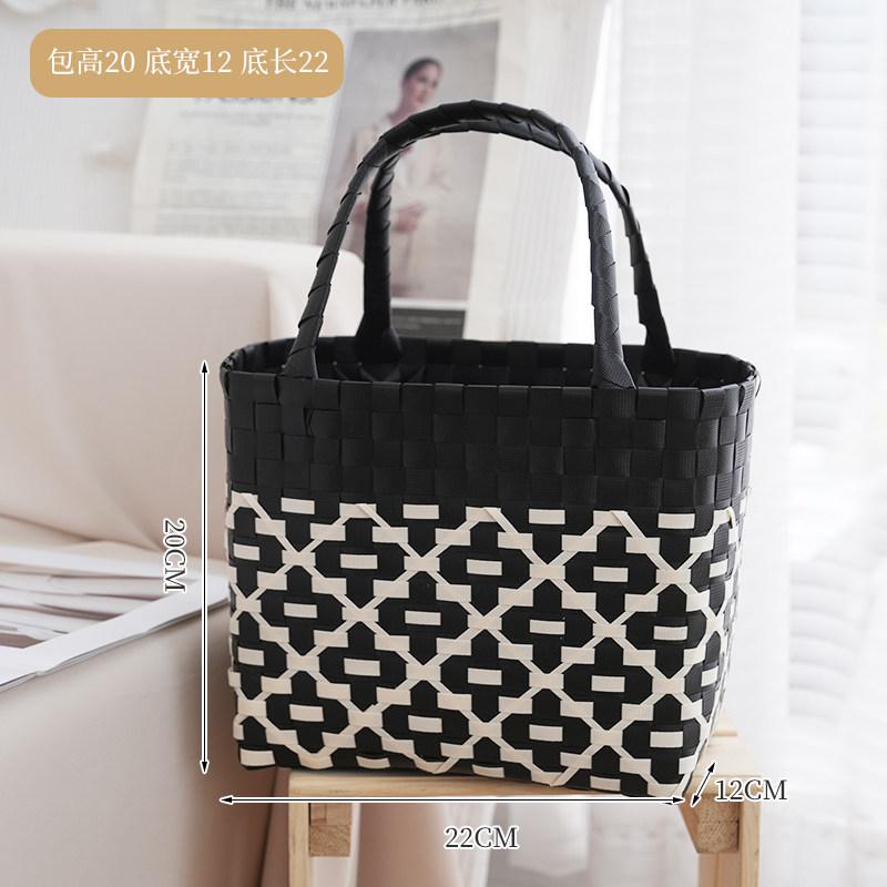 Weaving Handbag Ins Shopping Shopping Basket Beach Picnic Outdoor Hand Carry Vegetable Basket Versatile Fashion Vacation Bag