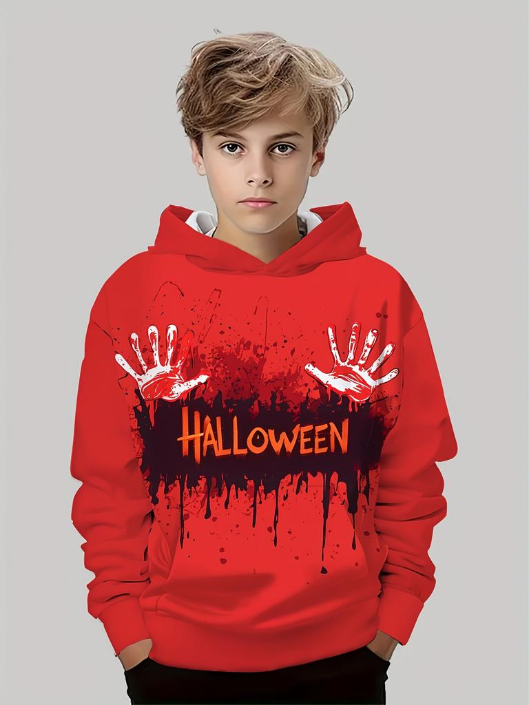 Jungen Kleidung Lustiger Terror Kürbis Langarm Kapuzenpullover Kind Cartoon Halloween Dünnes Sweatshirt Oberteile Halloween Geschenk für Jungen Mädchen