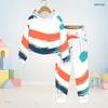 Kids Abstract Geometric Printed Hooded Long Sleeve Sweatshirt And Cuffed Pants Two Piece Set