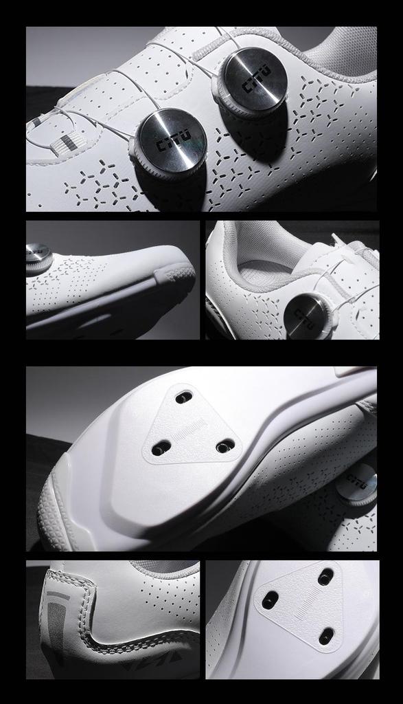 Unisex Cycling Shoes with Double Buckle and Lock, Hard Rubber Sole for Road and Mountain Biking