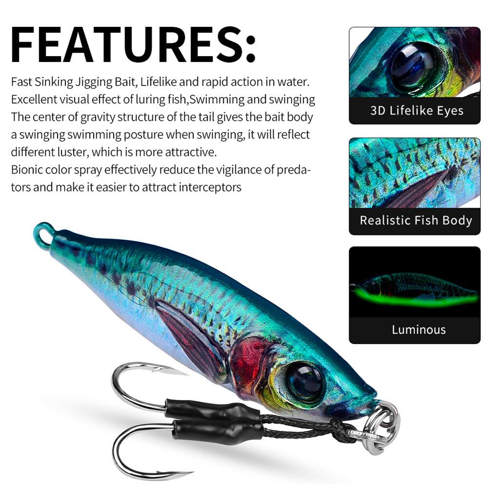 1PC 30/40G 3D Printed Iron Plate Lure Bait Bionic Fish Scale Coating Fluorescent Long-Range Metal Bait For Bass And Mandarin Fish