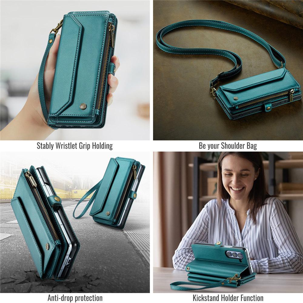 Lanyard Wallet  Leather Card Case For Samsung Galaxy Z Fold 7 Fold 6 fold 5 4 3 Women Crossbody Shockproof Cover