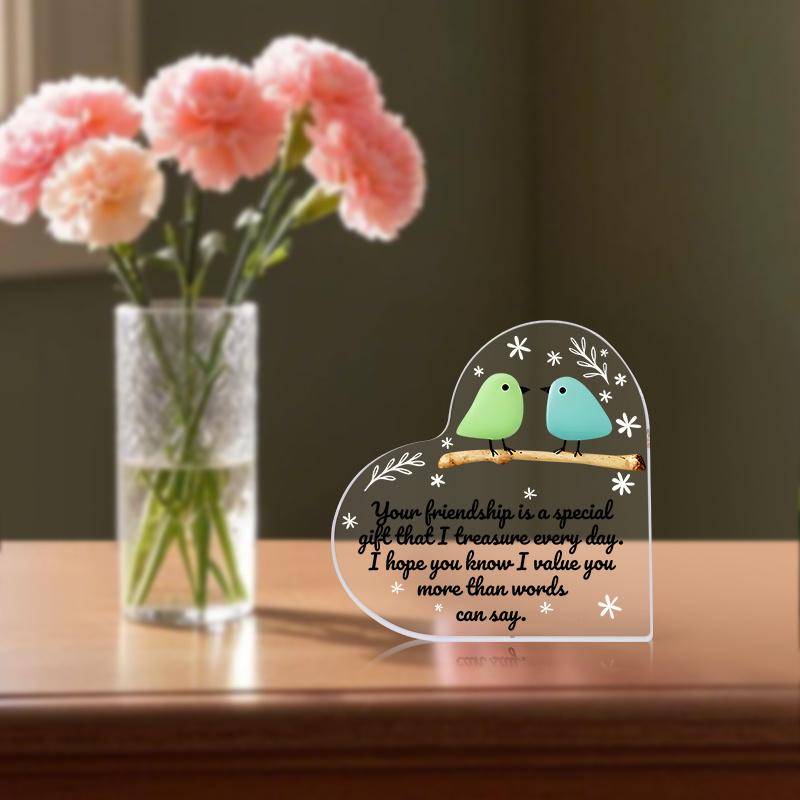 Friendship Gift | 'Your Friendship Is A Special Gift' Acrylic Decorative Sign & Plaque, Cute Bird Design, Snowflake Design, Multipurpose Tabletop Dis