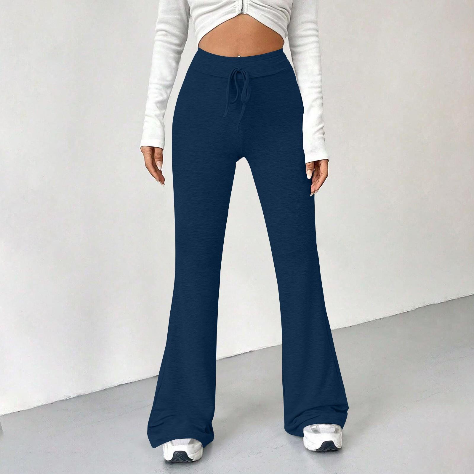 

Женские брюки для отдыха на природе, йоги, упражнений, облегающие, с высокой посадкой и кулиской XL тёмно-синий