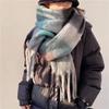 200x40cm Extra Long Wide & Thick Winter Scarf Fake Cashmere Fringe Shawl Rainbow Plaid Windproof Scarf Wrap for Women