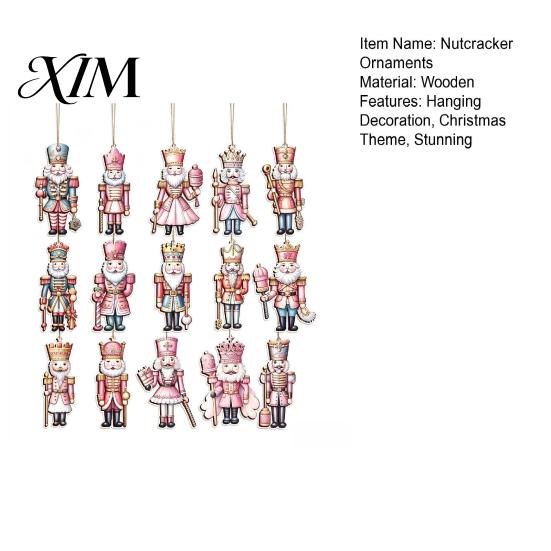 Festive Wall Hanging Decorations Christmas Nutcracker Ornaments for Tree, Wooden Soldier Tree Indoor Ornament Set Decoration, 2D Flat Pendants