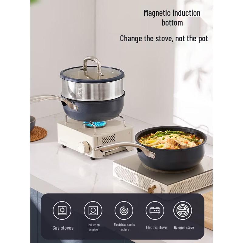 COOKER KING Valley Deep Blue Non-stick Milk Pot with Steamer