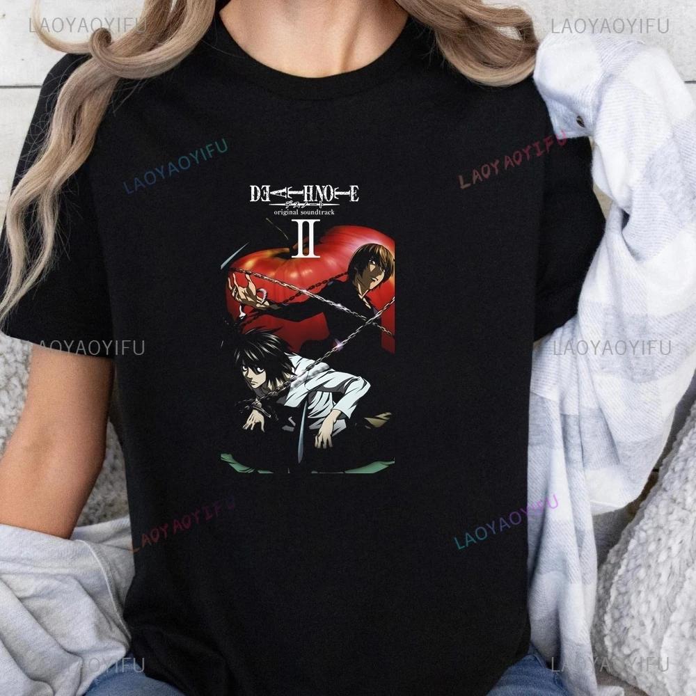 Japanese Anime Death Note Printed T-shirt Top Death Note Unisex Trend Harajuku Short Sleeve Unisex Shirt Graphic Large T-shirt
