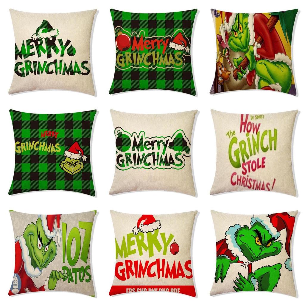 Christmas Happy Throw Pillow Cover, 18 X 18 Inch, Winter Holiday Cushion Cover Sofa Decor