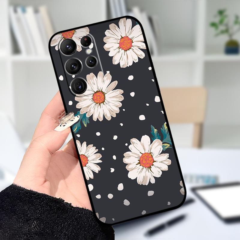 For Samsung S25 S22 Ultra 5G Case S25 Edge Lovely Flower Printed Cover Phone Cases For Galaxy S23 S24 FE Silicon Soft TPU Shells