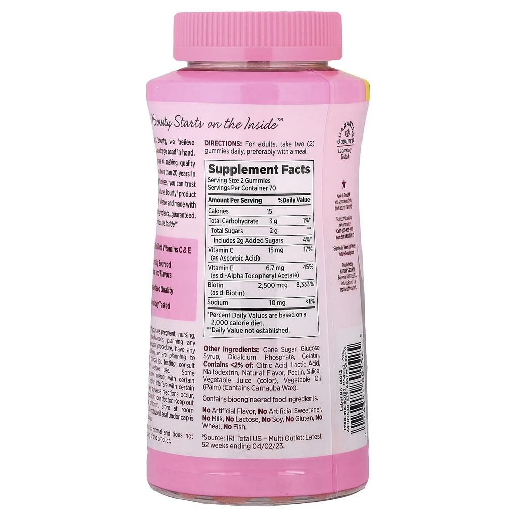 Nature's Bounty Hair Skin & Nail 140 Gummies, 140 Tablets, 2 Units