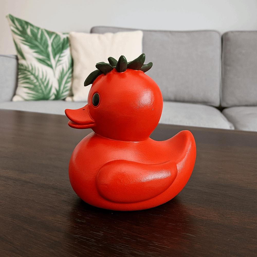 Resin Whimsical Vegetable Duck Ornament Cute Animal Sculpture Micro Landscape Duck Statue  Office