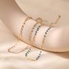 K Gold Plated Brass Spliced Chain Synthetic Turquoise Clavicle Necklace
