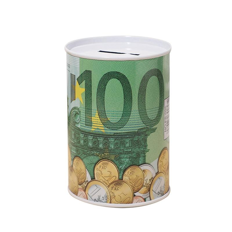 

Жестяной цилиндр Копилка Евро Доллар Фото Коробка Бытовая Копилка Украшения Дома Копилки