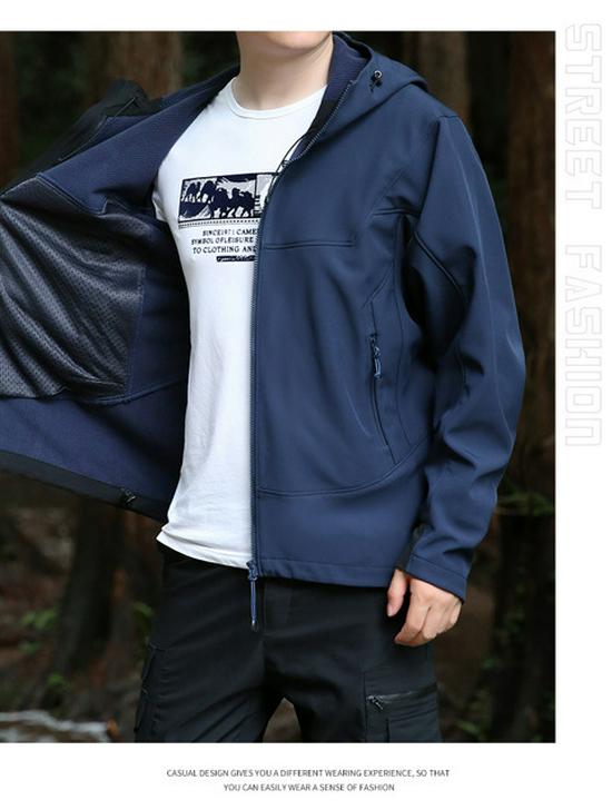 Men's 2025 Spring Softshell Hooded Windproof Waterproof Jacket - Casual Outdoor Workwear Coat