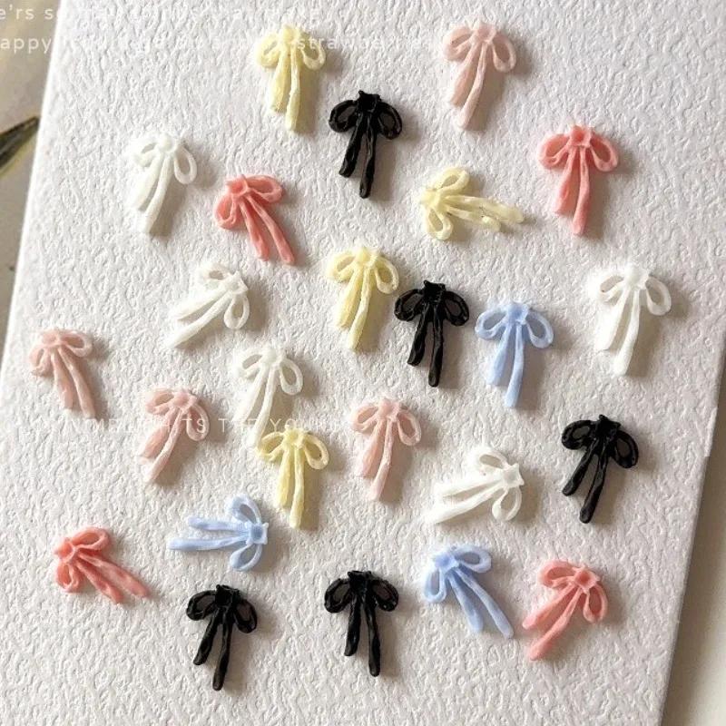French Ribbons Colorful Resin Cute Bowknot Charm Leopard Print Bow Tie Nail Art Decorations Manicure Tools Accessories Wholesale