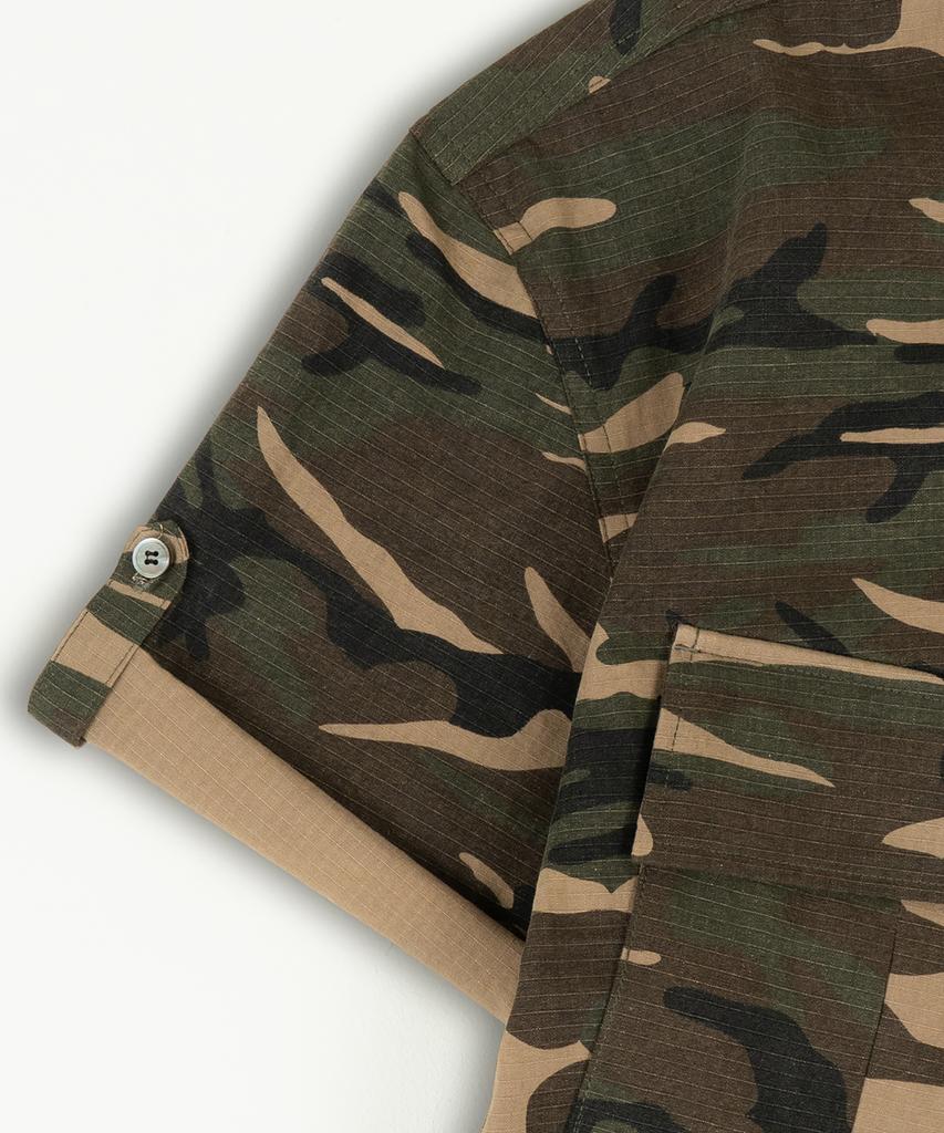 Mudsalt Jungle Fatigue Roll-Up Short Sleeve Shirt Camo Khaki