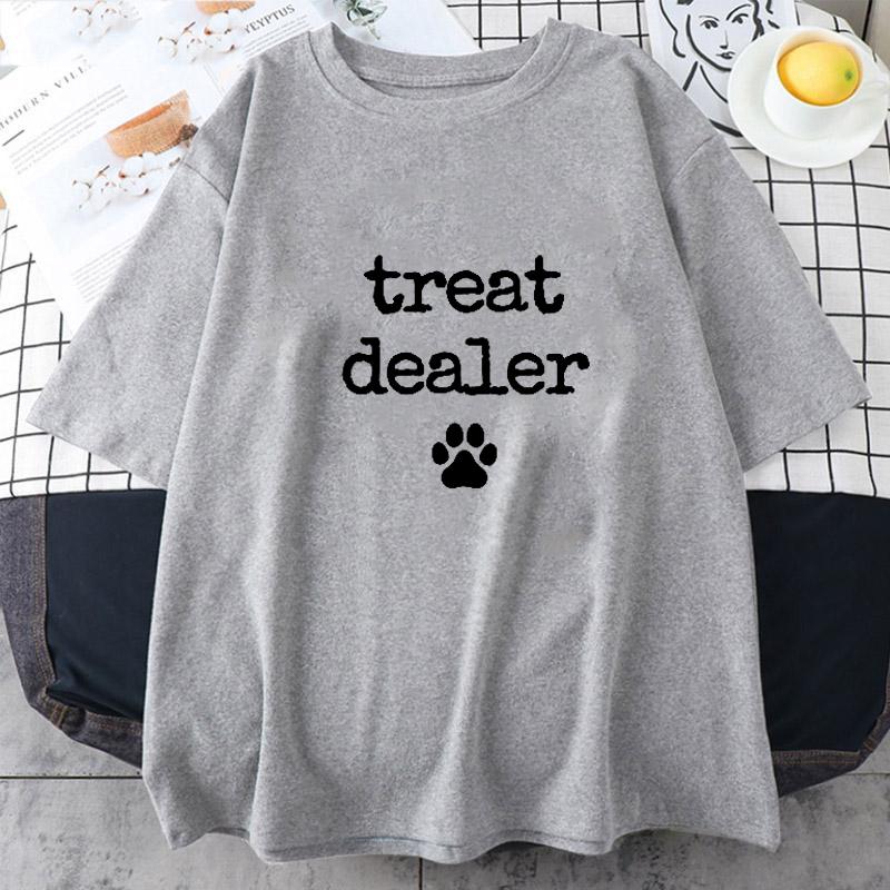 Prodejce pamlsků pro psy Vtipný potisk Vzor Tričko Ženy Muži Ležérní Volné 100% Bavlna Nadměrné Kulatý Výstřih Krátký Rukáv Top Tričko