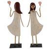 Metal Girl Statue Vintage Iron Art Standing People Figurine Desk Ornament for Home Study Living