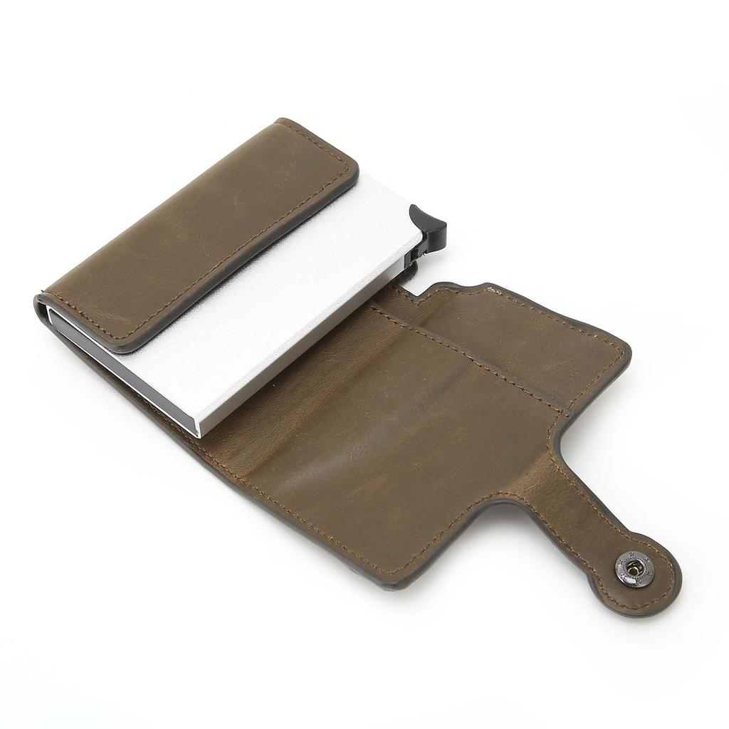 Automatic Popping Business Card Holder AntiDegaussing Credit Card Case Bag Gift(Coffee x 59#)